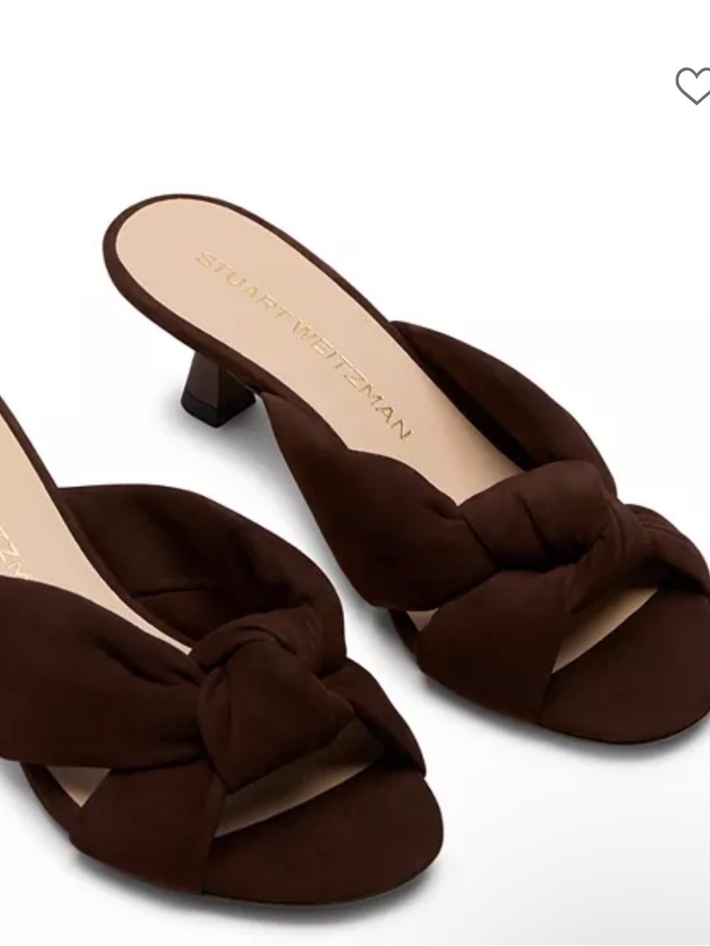 Stuart Weitzman Chocolate Brown Knotted Slide Mules